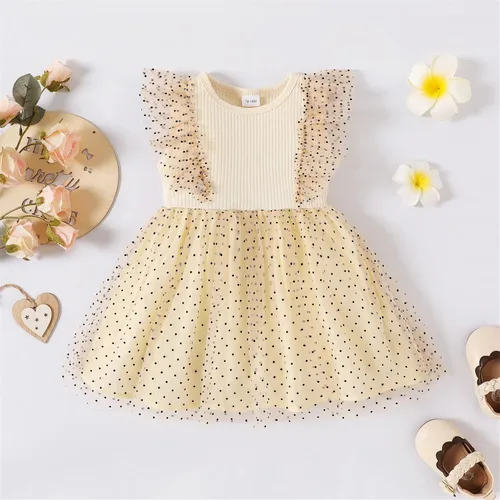 Miniatura 6 de Vestido de princesa 100 % algodón sin mangas tutú vestido de verano para niñas pequeñas, vestido de malla con volantes 3M-3Y
