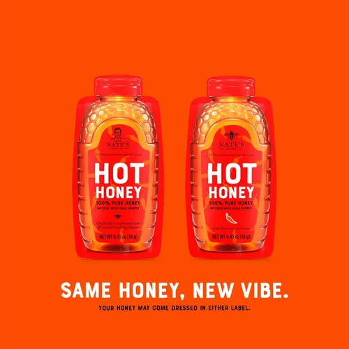 Miniatura 10 de Nate's Hot Honey Minis - Miel caliente de una sola porción - Relleno de calcetines navideños - Paquetes de 0.49 onzas, caja de 20