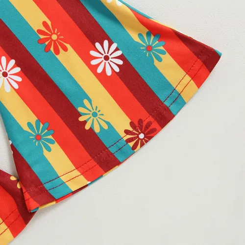 Miniatura 6 de TheFound Traje de verano para bebé niña pequeña, parte superior con cuello halter, pantalones acampanados, 2 piezas, ropa para recién nacidos
