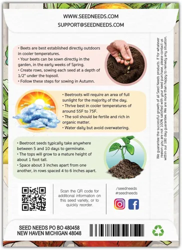 Miniatura 2 de Seed Needs, Golden Detroit - Semillas de remolacha – 250 semillas tradicionales para plantar beta vulgaris – Cultiva un jardín al aire libre sin OMG