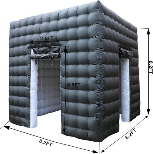 Miniatura 2 de Cabina de fotos inflable (negro, dos puertas, 8.2 x 8.2 x 8.2 pies), cabina de fotos LED inflable portátil con soplador de aire interior, ideal