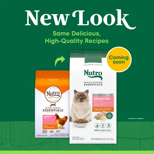 Miniatura 3 de Nutro Wholesome Essentials - Alimento seco natural para gatos, receta de estómago, pollo, arroz y guisantes, croqueta para gatos, bolsa de 3 libras