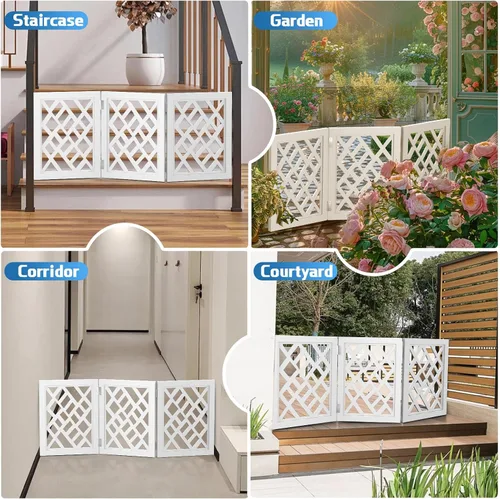 Miniatura 5 de Diseño de Recorte 16" Puerta Corta para Perros Pequeños, Puerta Plegable Retráctil para Cachorros Interior - Barrera para Mascotas Liviana