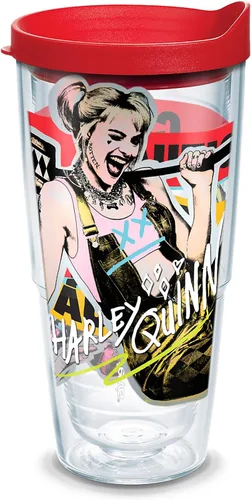 Miniatura 14 de Tervis 1345088 Warner Brothers - Vaso aislado Harley Quinn de Birds of Prey con envoltura y tapa roja, 16 onzas, transparente