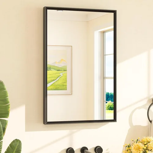 Miniatura 61 de TETOTE Espejo de Baño Dorado de 16" x 20" Latón Dorado Cepillado Rectangular con Marco Biselado Espejo de Tocador de Baño para Sobre el Lavabo