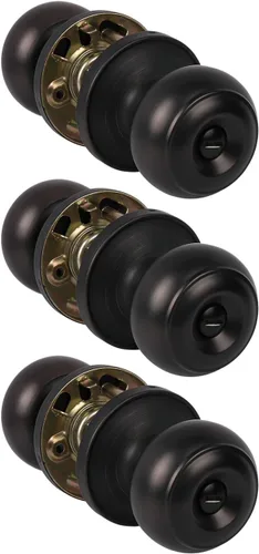 Miniatura 18 de KNOBWELL Pomos de puerta de privacidad, pomo de puerta de cama y baño con cerradura, pomos de puerta de bronce aceitado interior, pomo de puerta