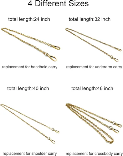 Miniatura 3 de Correas de metal para monedero, reemplazo de cadena para bolso cruzado de hombro, axila, cadena de rastro, Dorado antiguo