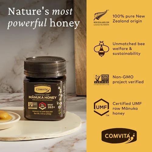 Miniatura 2 de Comvita Miel de Manuka UMF 10+ (MGO 263+) - Miel de Manuka Cruda de Nueva Zelanda, Pura y Sin Pasteurizar, Superalimento para la Salud Inmunológica