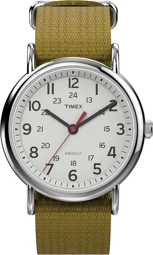 Miniatura 13 de Timex Weekender 38mm Unisex Analog Watch INDIGLO Backlight Adjustable Durable Nylon Fabric Slip Through Strap 24 Hour Time