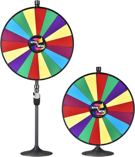 WinSpin Rueda de premio resistente de 36 pulgadas, doble uso, ajustable, soporte de mesa y piso, rueda grande de la fortuna con marcador de borrado