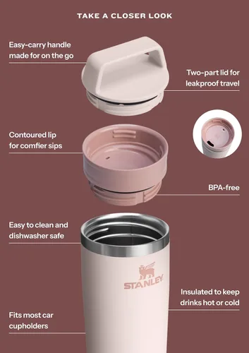 Miniatura 6 de Stanley Cafe To Go - Taza de viaje de 16 onzas Tapa hermética de dos partes para beber Vaso térmico para café, té y bebidas Taza de café Frost