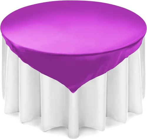 Miniatura 5 de Lann's Linens – Cubierta de mantel, cuadrada, de satén, 72 pulgadas, cubierta de mesa, Satin, Negro, 72" x 72