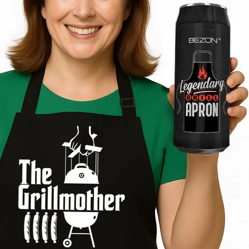 Miniatura 19 de BEZON Delantal de parrilla divertido para hombres – Envase de regalo de lata de cerveza – Divertido regalo de barbacoa para papá, esposo o amigo