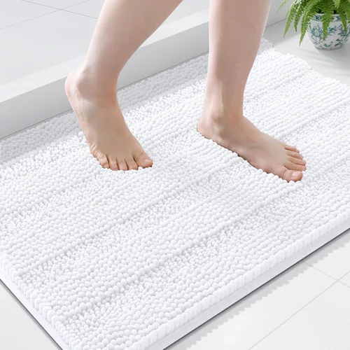 Miniatura 184 de Grandaily Alfombras de baño de felpilla a rayas de 24 x 16 pulgadas, extra gruesas y suaves, absorbentes, parte trasera de goma, alfombra de ducha
