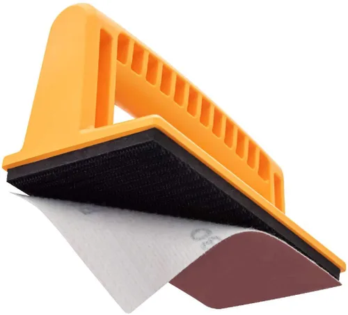 Miniatura 2 de POWERTEC Bloque de lijado con 40 hojas de papel de lija de gancho y bucle (grano 40, 80, 120, 180, 10 cada uno) para carpintería, herramienta