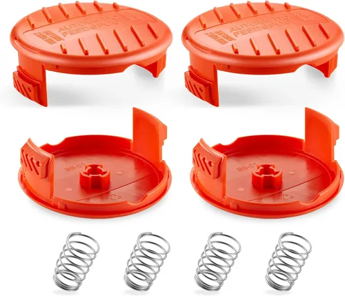 Tapa de línea de recortadora y resorte para BLACK+DECKER, tapas de repuesto para carrete de recortadora compatibles con Black+Decker AFS Trimmer