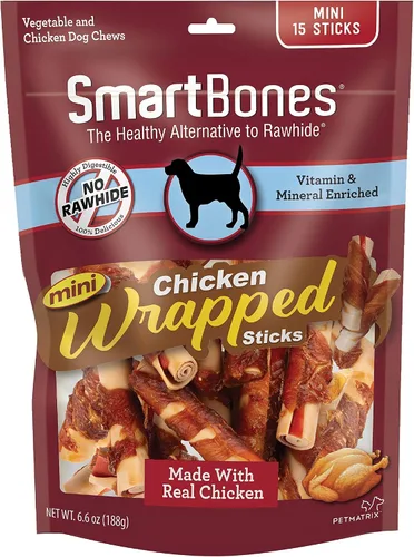 SmartBones SBCW-02958 Mini palillos de pollo envueltos en pollo (15 piezas), Mini, 6.6 onzas (paquete de 1)