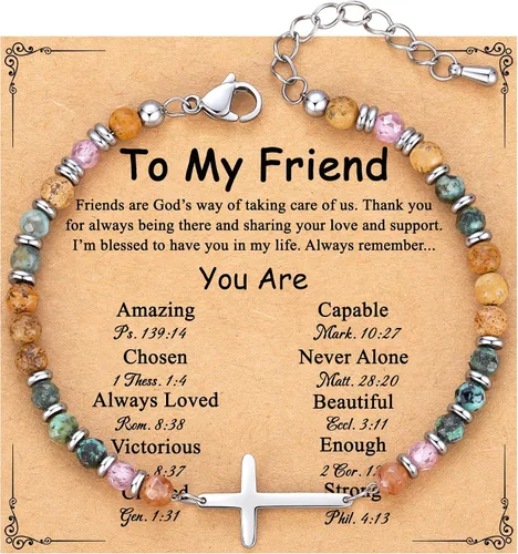Miniatura 10 de TONY & SANDY Pulsera de cruz cristiana para mujer, regalo de San Valentín para ella, regalo de confirmación de bautismo, Pascua, regalo único