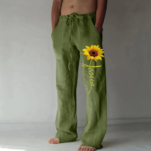 Miniatura 2 de Men's 3D Pattern Printed Pants Full Length Gauze Pant Skin-Friendly Joggers Sweatpants Lightweight Loose Fit Trouser