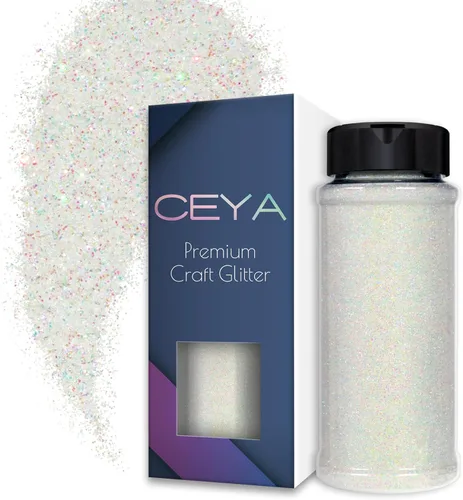 Miniatura 28 de Ceya Purpurina en polvo ultrafina de 3.8 onzas / 3.88 oz con purpurina blanca perla, 1/128 pulgadas, 0.008 pulgadas, 0.008 in para slime, resina