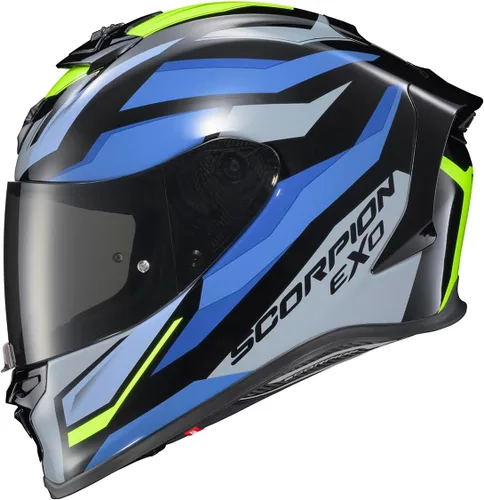 ScorpionEXO R1 Air - Casco de motocicleta de cara completa con escudo Pinlock y bolsillos para altavoces listos para Bluetooth DOT ECE Raven Raven