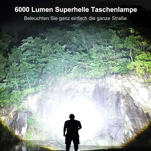 Miniatura 2 de KZK Linterna recargable de 9000 lúmenes altos con mango largo, potente linterna de mano con 11 modos de luz, impermeable y zoomable para el hogar