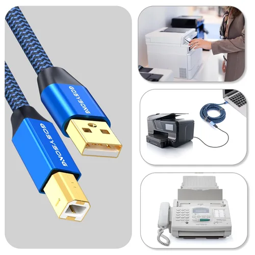 Miniatura 5 de Cable de impresora USB 2.0 de 30 pies - Alta velocidad tipo A a tipo B, compatible con HP, Canon, Dell, Epson, Xerox y más (azul)