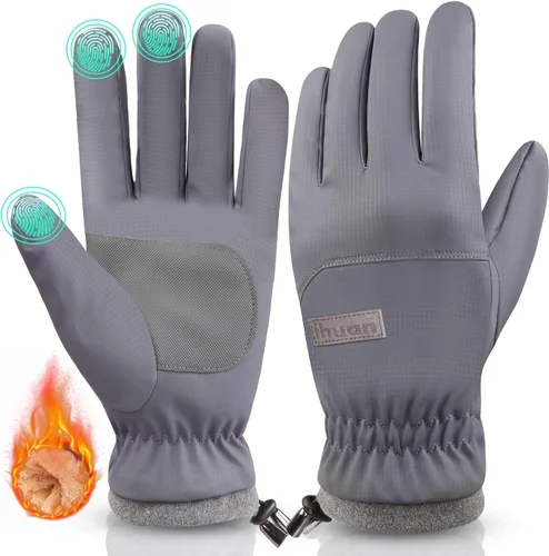 ihuan Guantes de invierno impermeables a prueba de viento para hombre y mujer, guantes cálidos para clima frío, dedos con pantalla táctil,