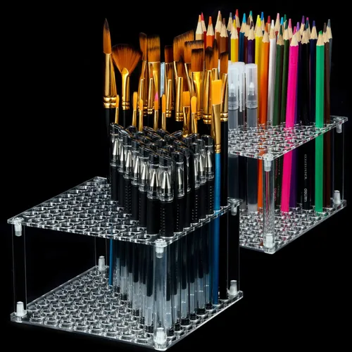 Miniatura 2 de Outus Soporte de 96 agujeros para lápices de acrílico, soporte de escritorio para lápices, pinceles de pintura, marcadores, exhibición