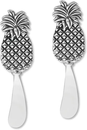 Miniatura 8 de UP ware Flamingo - Juego de esparcidores de mantequilla de aleación de zinc con asas decorativas para queso, crema y salsas, plateado, 5 pulgadas