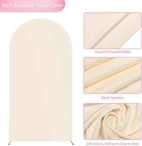 Miniatura 3 de Wokceer Funda para Arco de Boda de 6.6 Pies de Spandex Ajustada Cubiertas para Soporte de Arco de Boda Parte Superior Redonda Chiara Funda de Telón
