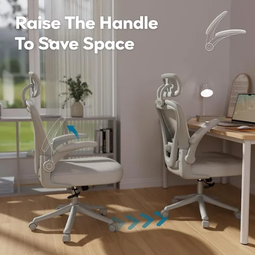 Miniatura 4 de SeekFancy Silla de Oficina Ergonómica M903, Silla de Escritorio para Computadora con Ruedas, Silla de Oficina de Malla de Respaldo Alto con Soporte