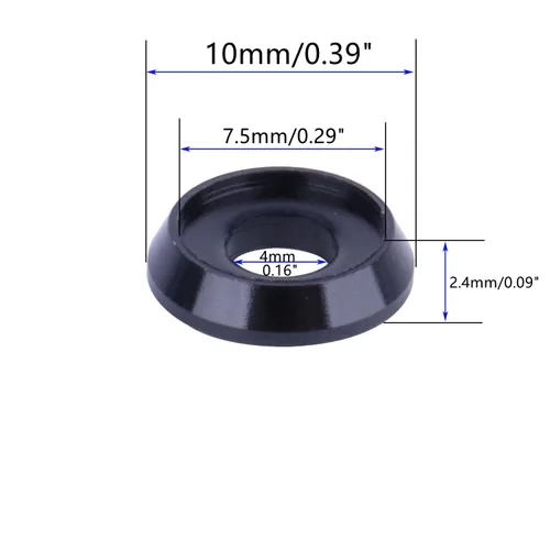 Miniatura 2 de Arandela de brida de aleación de aluminio M4 M5 M6 M8 arandela espaciadora para motocicleta automóvil paquete de 10 (negro, M4)