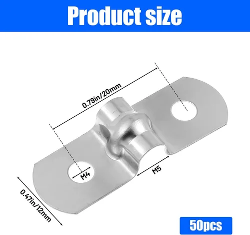 Miniatura 3 de 50 piezas de 1/4 de pulgada con dos agujeros de correa en U, abrazadera rígida M5 para tubería de acero inoxidable, abrazadera de conducto