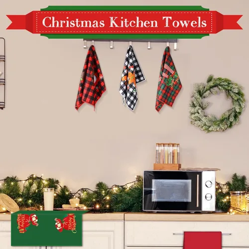 Miniatura 6 de Peryiter 6 Toallas de Mano Navideñas de 16 x 24 Pulgadas Toallas de Cocina Navideñas para Platos Paños de Cocina Navideños Decoración de Cocina