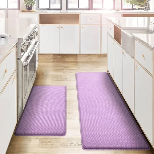 Miniatura 11 de Juego de alfombras y tapetes de cocina de 2 piezas - Alfombra de cocina antifatiga acolchada para piso lavable 17"x29" + 17"x59", turquesa