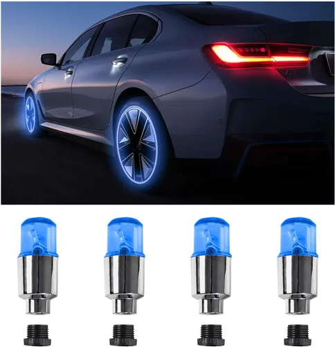 Ziciner 4PCS Luces LED para Tapas de Válvulas de Neumáticos, Luces de Válvulas de Neumáticos con Bombillas de Destello de Radios de Neón con 12