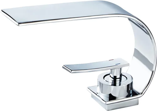 becola Grifo de lavabo de baño cromado, grifo de baño moderno de arco bajo, grifo de lavabo de latón de un solo agujero, grifo táctil de lavabo con