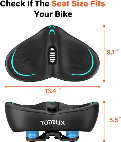 Miniatura 2 de TONBUX Wide Bike Seat for for Men & Women, 6cm Padding Comfortable Peloton Bike Seat Cushion, Large Bicycle Seat for Peloton Bikes, Stationary