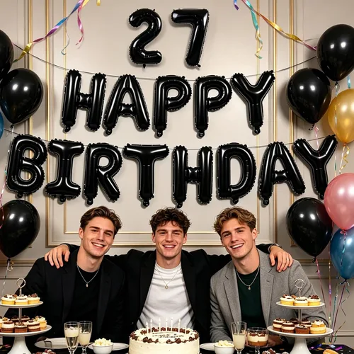 Miniatura 4 de TONIFUL Juego de globos negros de feliz cumpleaños y números de 16 pulgadas, globos de letras de aluminio metálico con globos de 0 a 9 dígitos