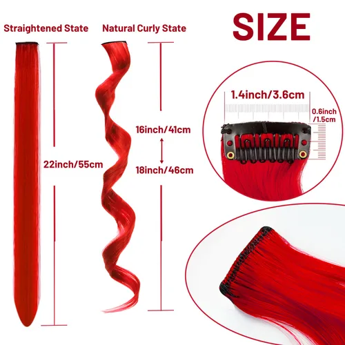 Miniatura 3 de 16 extensiones de cabello sintético rizado y ondulado con clip, para niñas y mujeres, coloridos resaltados para fiestas, cosplay, festival, regalo