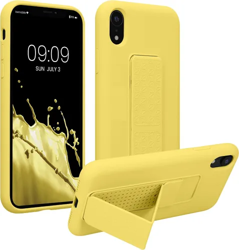 Miniatura 9 de kwmobile Funda compatible con Apple iPhone XR - Funda con correa de mano y revestimiento de silicona TPU suave - Azul Báltico
