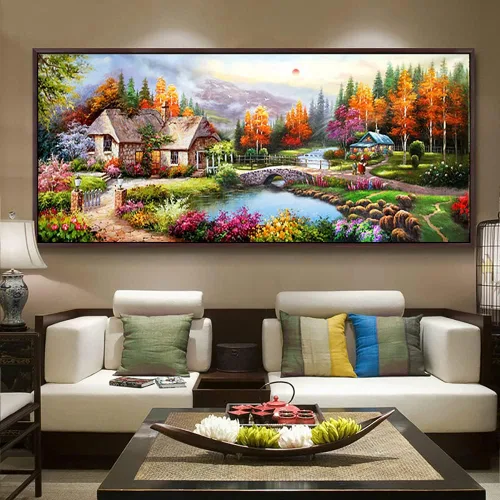 Miniatura 19 de Twinkel Pinkel Kits de pintura de diamantes 5D grandes para adultos, paisaje, cabaña, taladro completo, pintura de diamante, arte de bordado