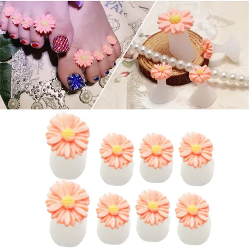 Miniatura 4 de 8 separadores de dedos de silicona, separadores de dedos de flores de margarita, separadores de dedos de pies, separadores de dedos de pies, Naranja