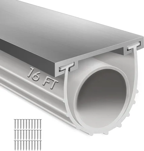 Miniatura 9 de Sellos de goma inferior de goma para puerta de garaje con kit de base de retención de riel de aluminio preperforado, forma de U de alta resistencia