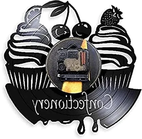 Miniatura 2 de Sweets - Lámpara de pared contemporánea para colgar, reloj con diseño de dulces navideños, relojes de panadería, decoración de pared, idea de disco
