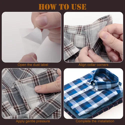 Miniatura 3 de 60 piezas de soporte de cuello para camisas de vestir y camisas polos de hombre, sin curvatura, borde antideformación, calcomanías de soporte