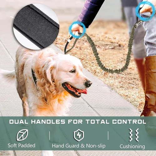 Miniatura 6 de BUMBIN Arnés para perros medianos sin tirones, arnés táctico para perro, con asa, arnés de chaleco ajustable para perro, correa elástica de 6 pies