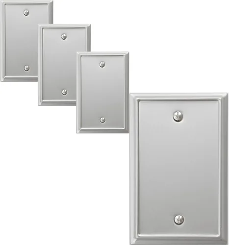 OKAWYC Aria - Placa de pared metálica para interruptor de luz en blanco, paquete de 4 unidades, níquel cepillado de 1 banda, cubierta de interruptor