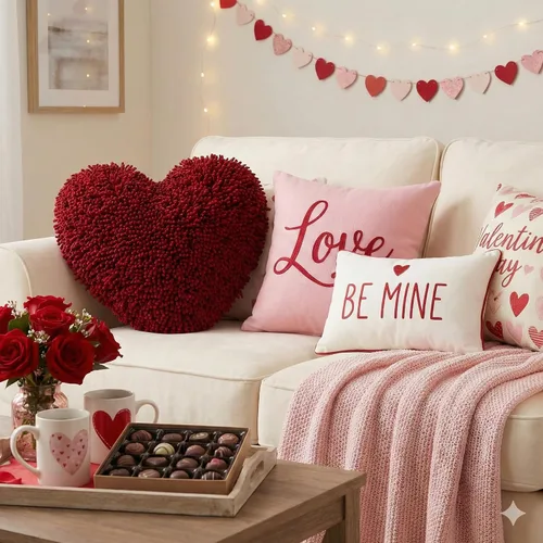 Miniatura 5 de Fun Express Almohada en forma de corazón de 14 pulgadas, almohadas de felpilla suave para decoración del día de San Valentín, almohadas decorativas